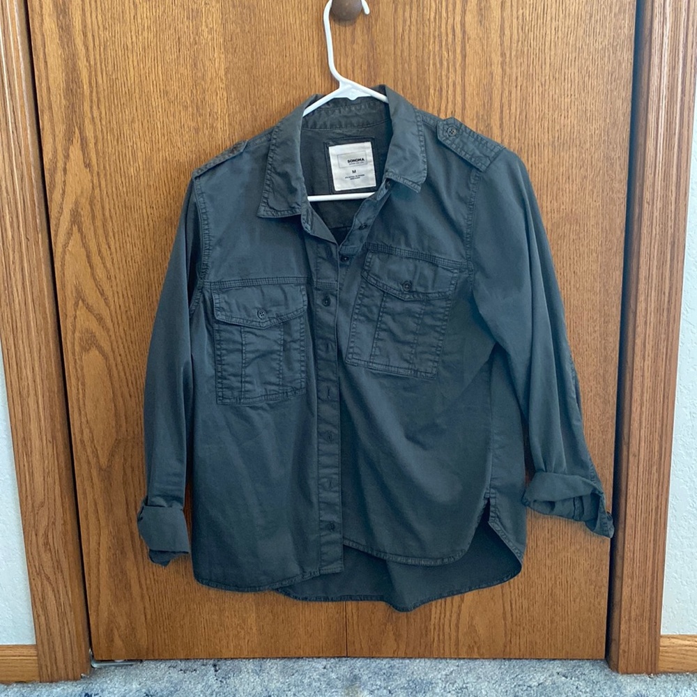 Grey button down jacket